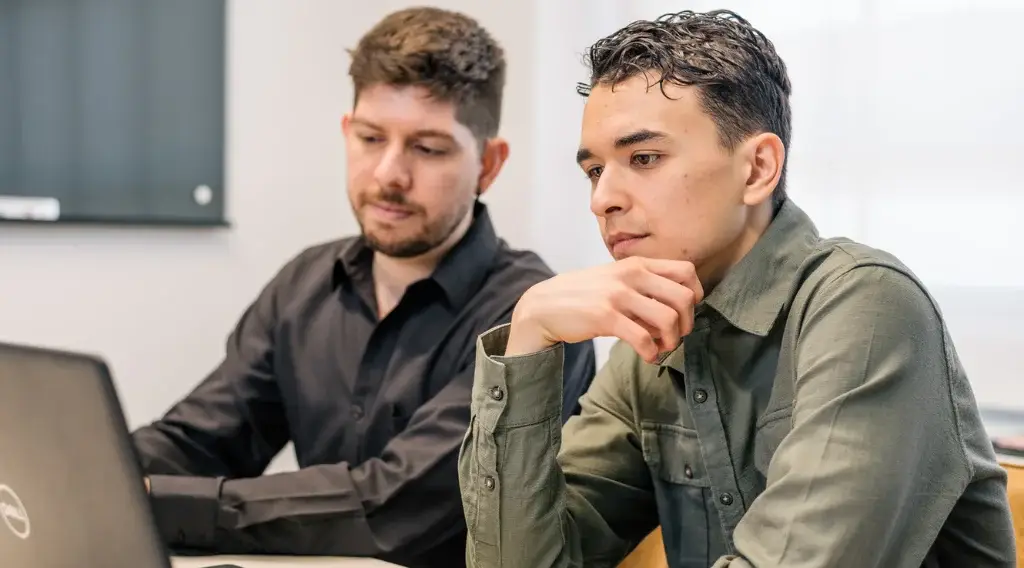 Business team working in a BPO customer service office in Mexico